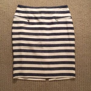 Blue and Cream Striped Ann Taylor Skirt